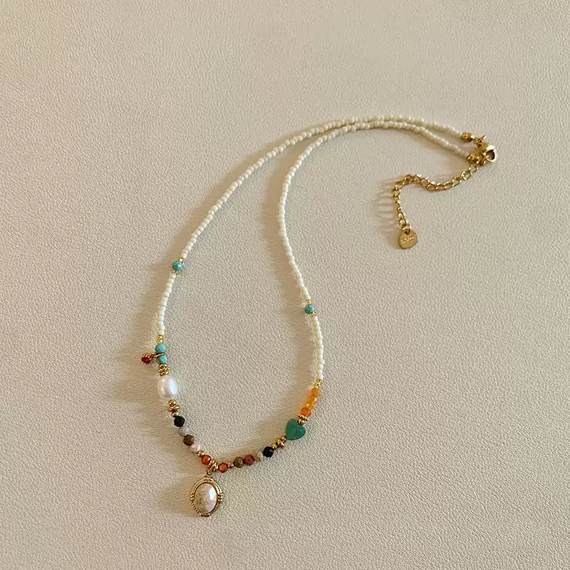 2025 New Arrival! Elegant Natural Stone and Pearl Bead Necklace for Women – Luxurious Collar Chain with High-End Charm