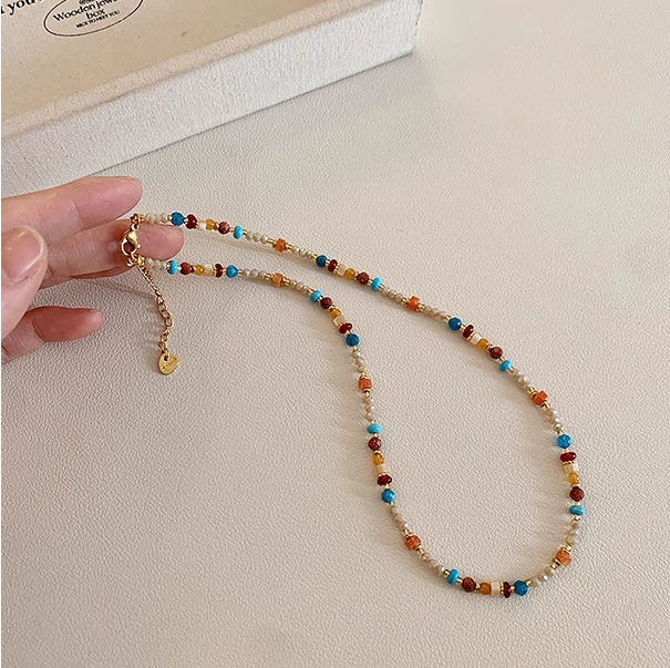 2025 New Arrival! Luxurious Natural Crystal Beaded Necklace for Women - Chic Collarbone Chain