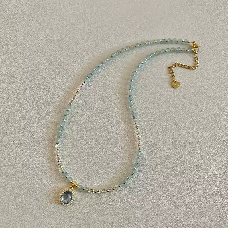 2025 Trendy Gemstone Pendant Crystal Bead Necklace for Women - Luxurious & Unique Collarbone Chain