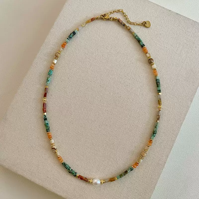 2025 Trendy Natural Stone & Pearl Choker Necklace for Women – Luxe Collar Chain