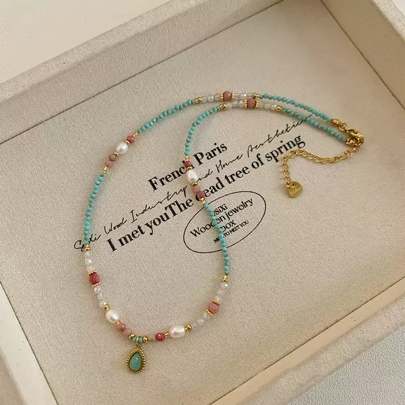 2025 Unique Niche Natural Stone & Freshwater Pearl Necklace for Women - Light Luxury Collar Chain