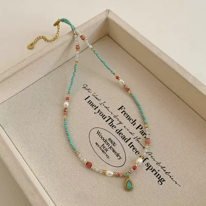 2025 Unique Niche Natural Stone & Freshwater Pearl Necklace for Women - Light Luxury Collar Chain